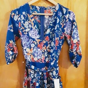 Goodnight macaroon blue floral romper/jumpsuit S